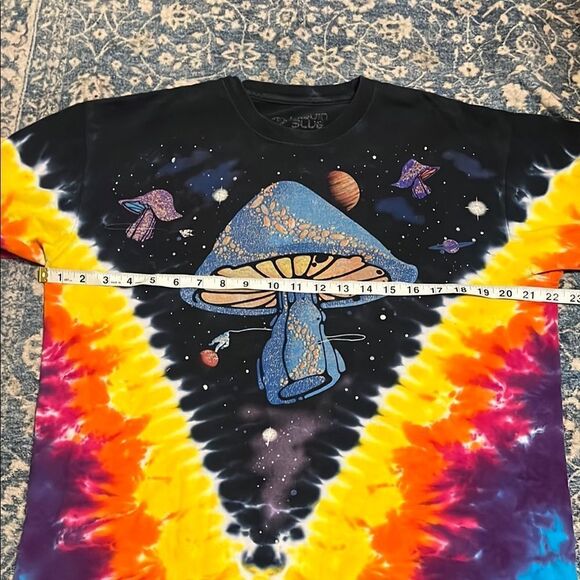 Liquid Blue Multi Color Mushroom Bohemian Tie-Dye Shirt Festival Concert - Picture 6 of 7